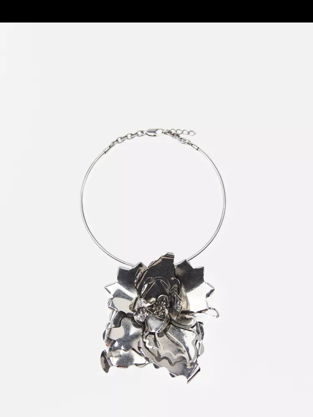 Zara Silver Floral Statement Necklace